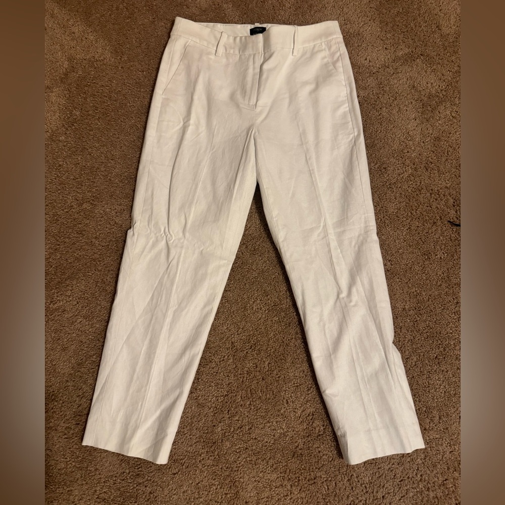 J Crew white linen ankle pants